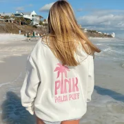 pink palm puff Classic Hoodie in Pink Opal