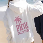 pink palm puff Classic Hoodie in Pink Opal