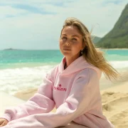 Pink Palm Classic Puff Hoodie in Blush