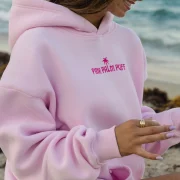 Pink Palm Classic Puff Hoodie in Blush