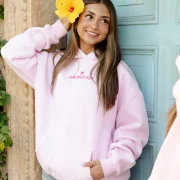 Pink Palm Classic Puff Hoodie in Blush