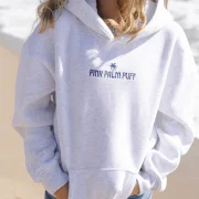 Pink Palm Puff Classic Hoodie in Cloud