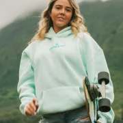 Pink Palm Puff Classic Hoodie in Breeze