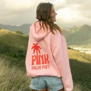 Pink Palm Classic Puff Hoodie in Pink