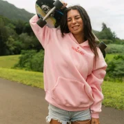Pink Palm Classic Puff Hoodie in Pink