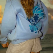 Pink Palm Everything Comes in Hoodie in Blue