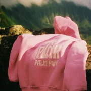 Pink Palm Classic Puff Hoodie in Raspberry