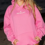 Pink Palm Classic Puff Hoodie in Raspberry