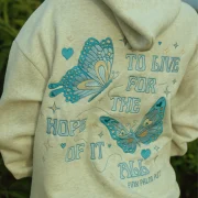 Pink Palm Puff To Live For the Hope of it All Hoodie Heather