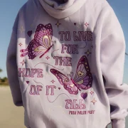 Pink Palm Puff To Live For the Hope of it All Hoodie Lilac